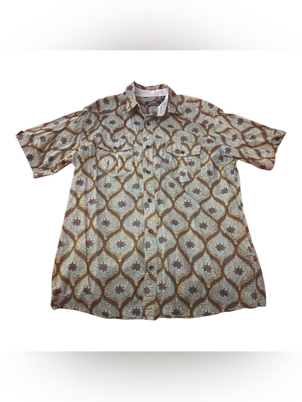 Teddy Scares Brand Men's Short-Sleeve Patterned Dress Shirt